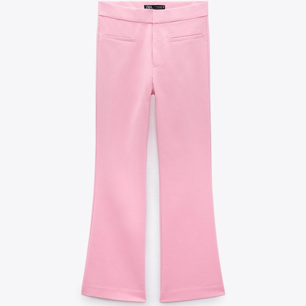 Zara pink flare crop pants